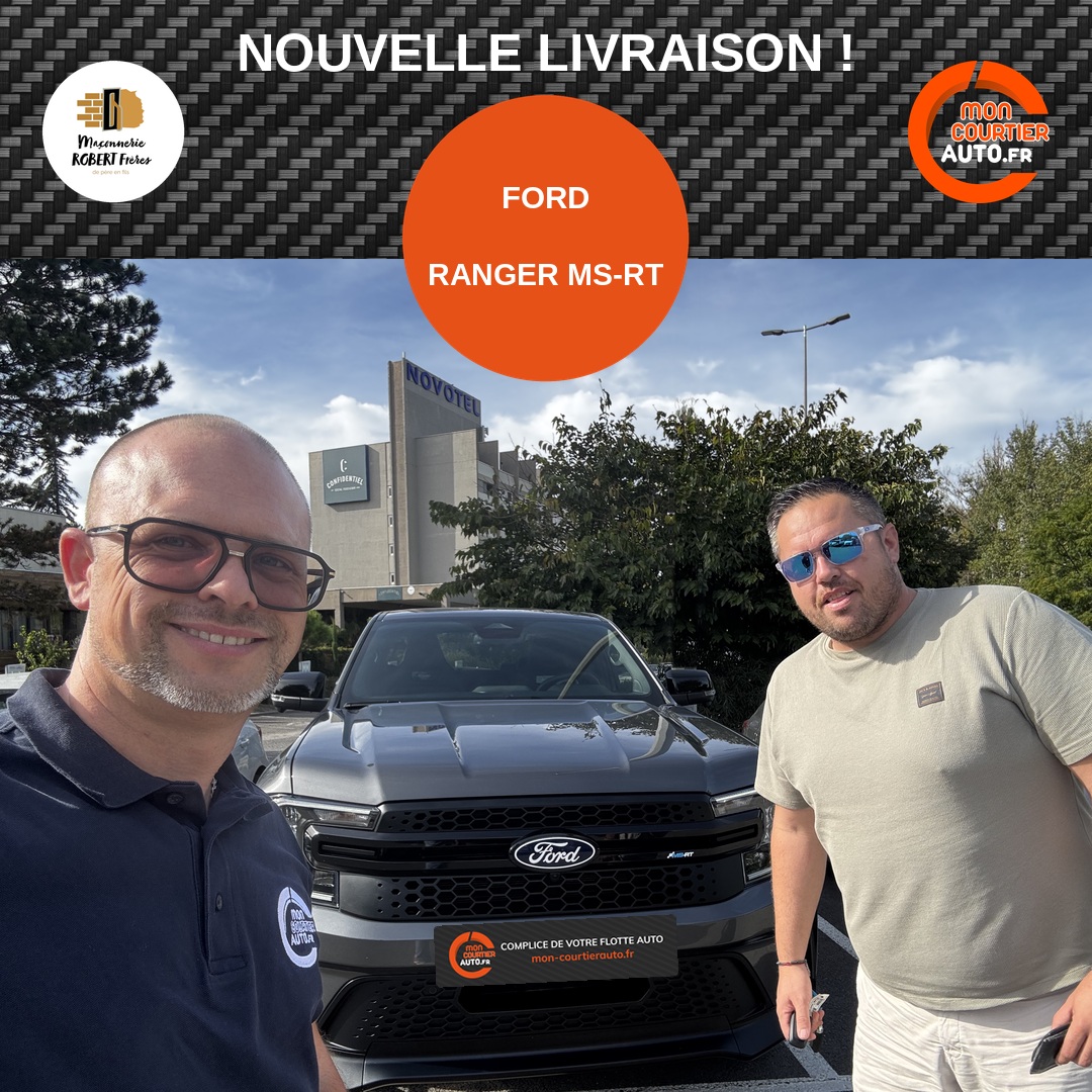 Remise des clés du Ford Ranger MS-RT livré à Maçonnerie Robert Frères par MON COURTIER AUTO